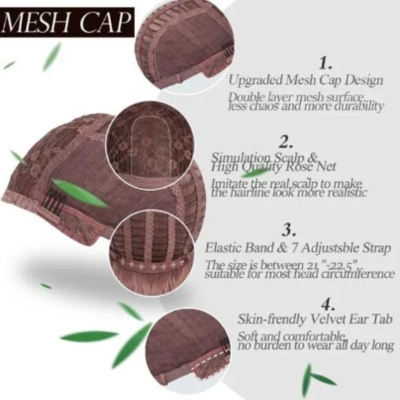 NEW Short Brown Wig with Highlights - Picture 4 of 4